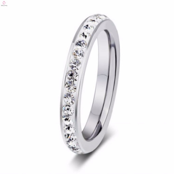 Pas cher dernière conception en argent en acier inoxydable strass anneaux pour les femmes